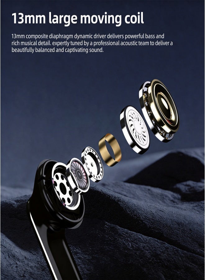 piaopiaomiao In-ear Bluetooth earbuds compatible with Apple 17 and 17 Pro Max; features include wireless connectivity, LED battery display, ultra-long battery life, smart noise cancellation, and a Type-C charging case. Waterproof, in-ear design with a built-in microphone; suitable for use with TVs, smartphones, laptops, and sports equipment. - Image 5